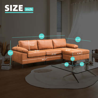 Living Room Sofa Reversible Chaise 100.40" Wide with Ottoman