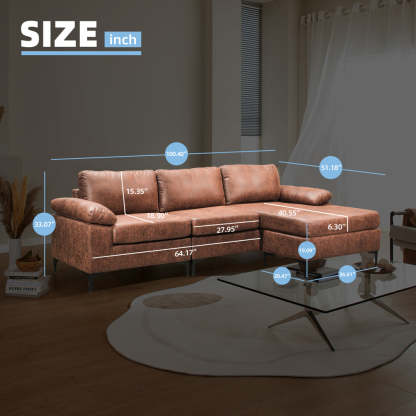 Living Room Sofa Reversible Chaise 100.40" Wide with Ottoman