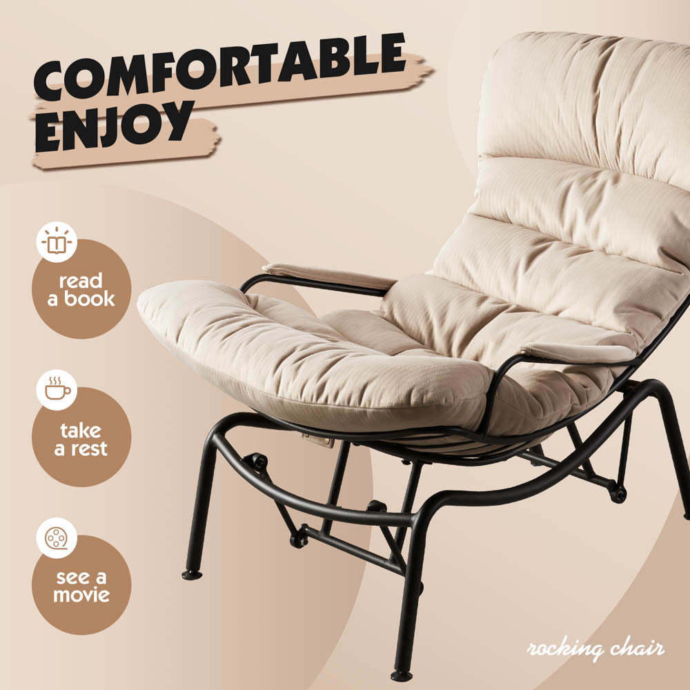 Rocking Chair with Ottoman, Multi-Color, 110° Recliner