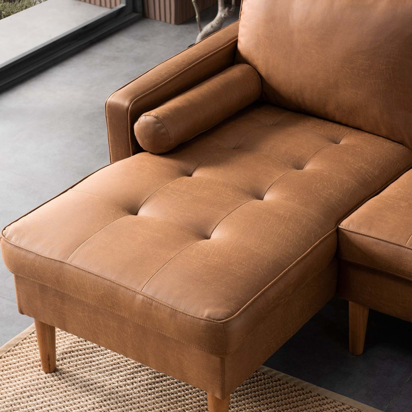 83.07'' Mid Century Sectional Chaise Sofa, L-Shaped Couch