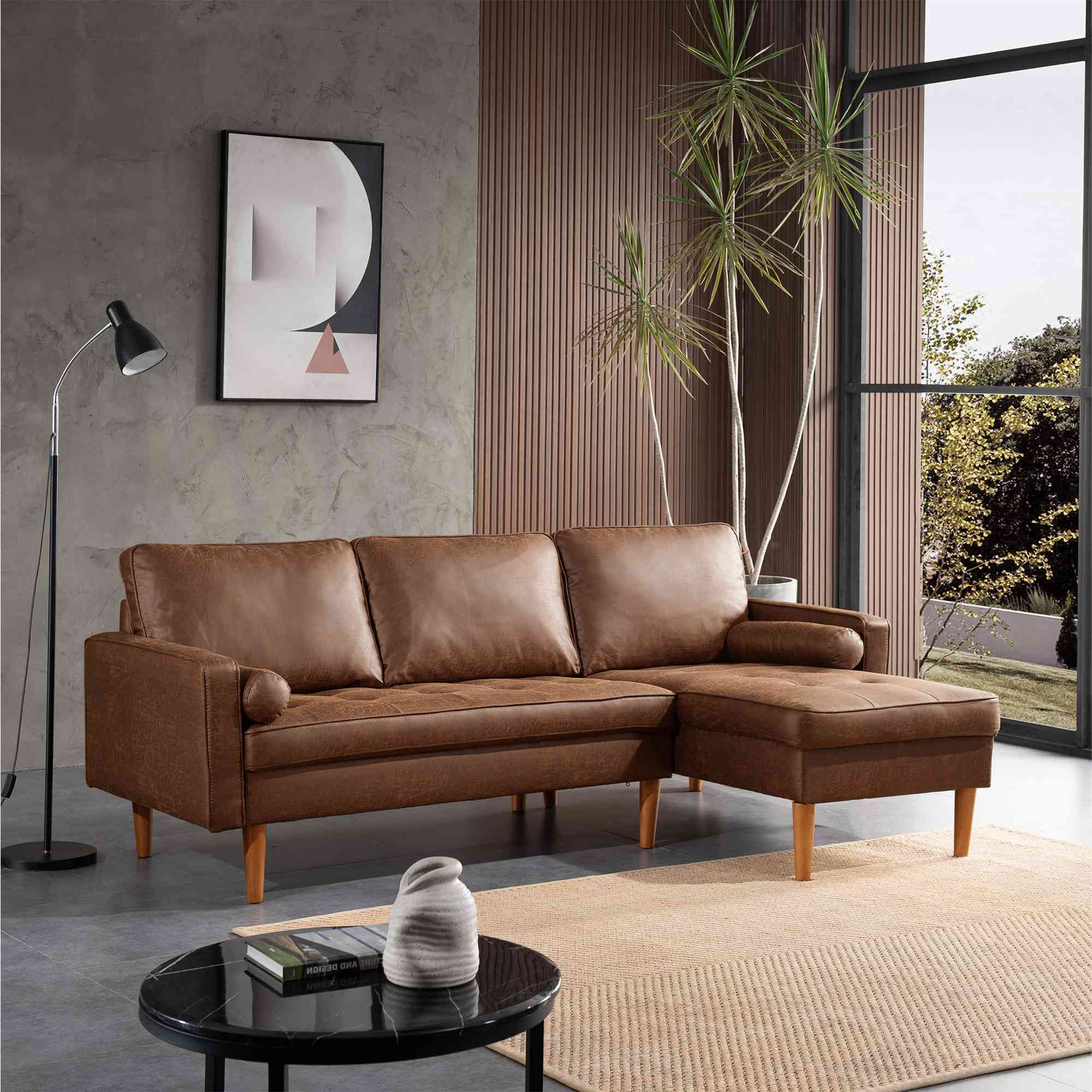 83.07'' Mid Century Sectional Chaise Sofa, L-Shaped Couch