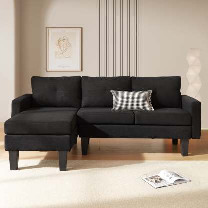 80" Small L Shape Sofa, Corduroy Fabric