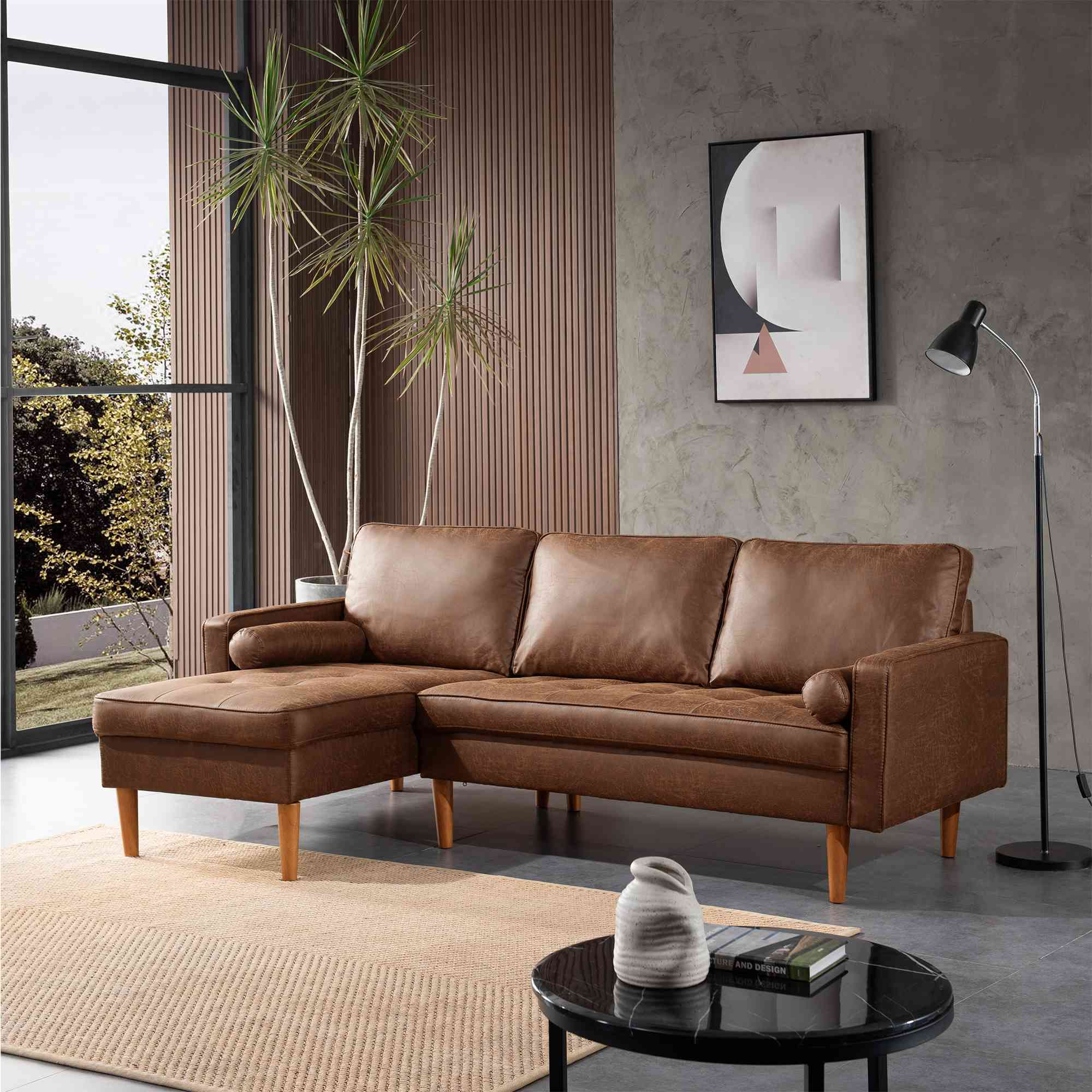 83.07'' Mid Century Sectional Chaise Sofa, L-Shaped Couch