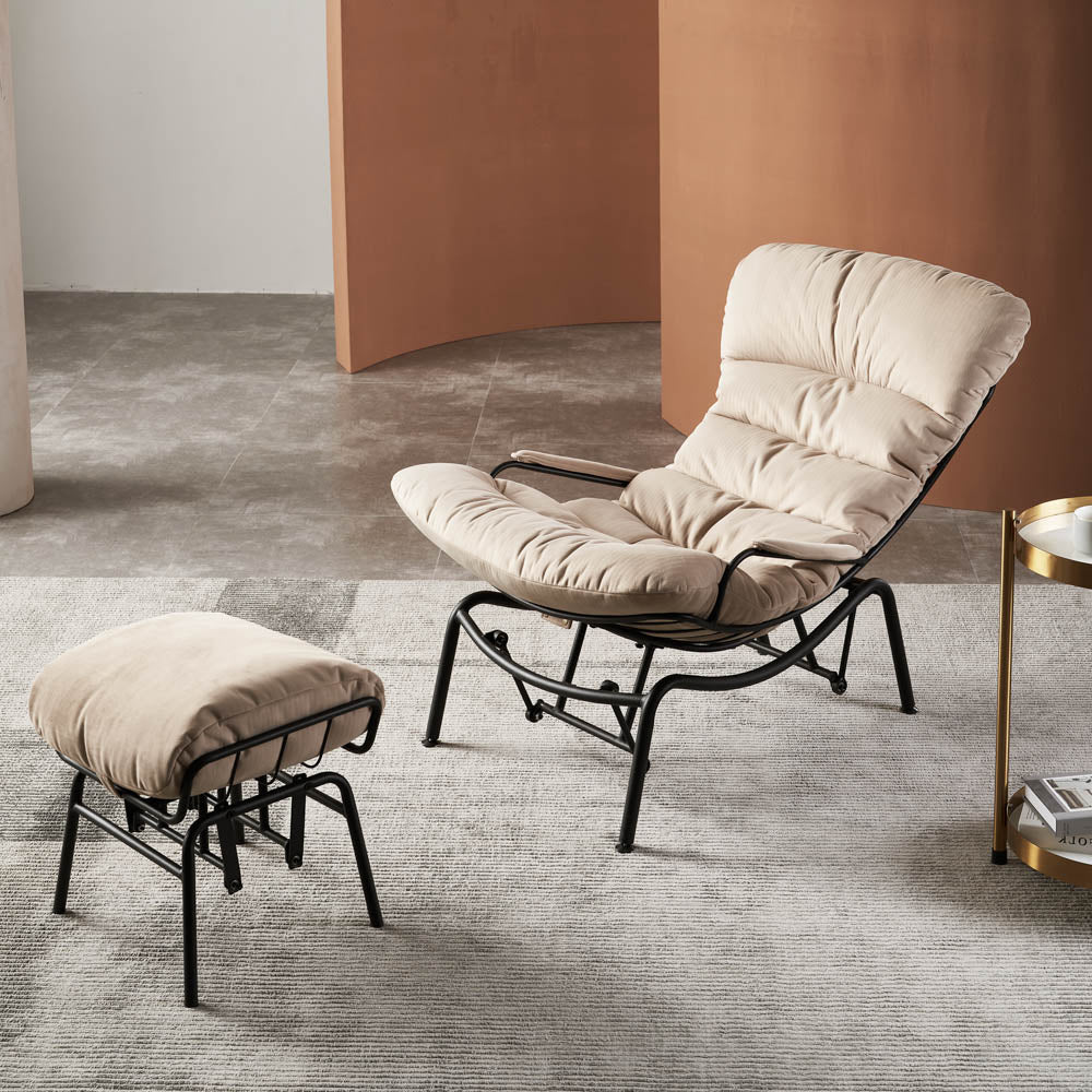 Rocking Chair with Ottoman, Multi-Color, 110° Recliner
