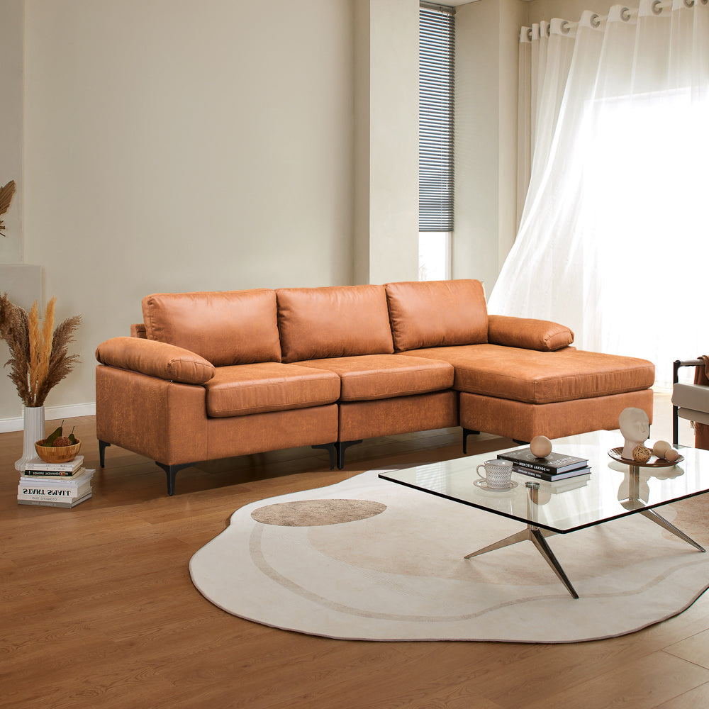 Living Room Sofa Reversible Chaise 100.40" Wide with Ottoman