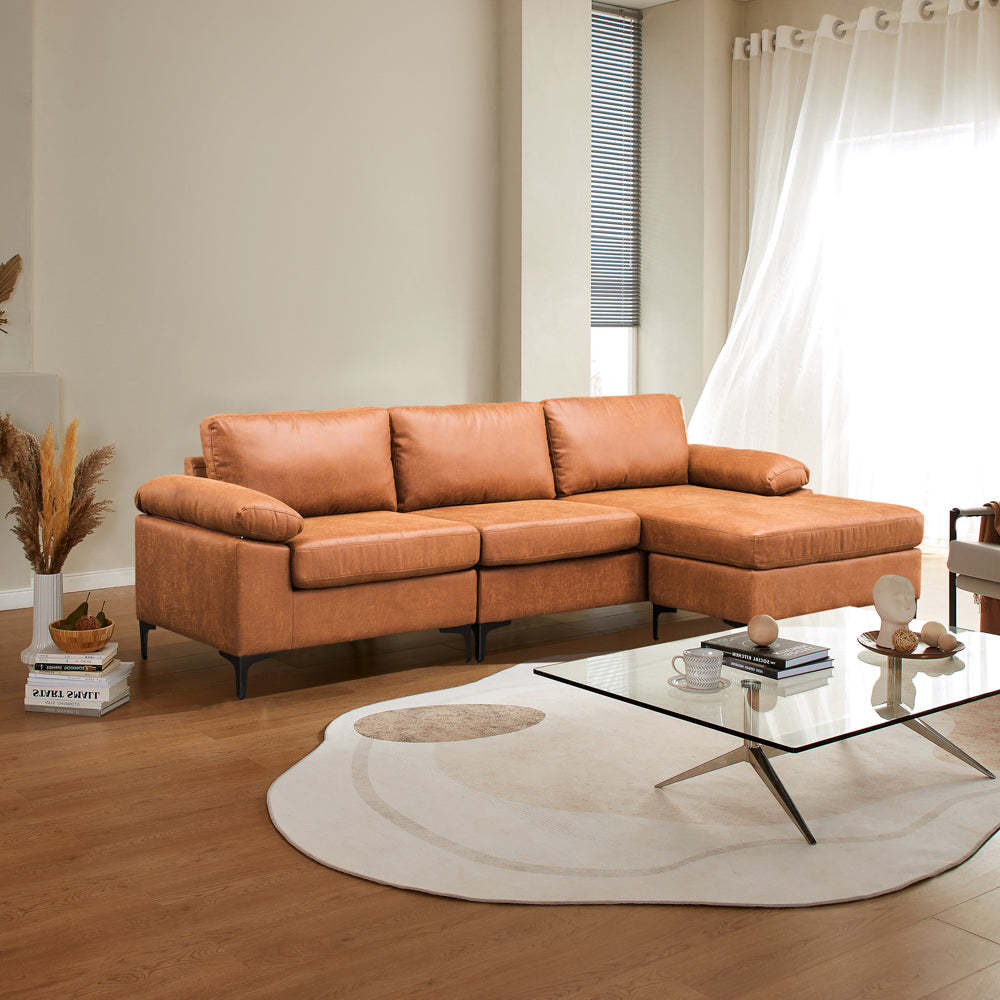 Living Room Sofa Reversible Chaise 100.40" Wide with Ottoman