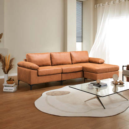 Living Room Sofa Reversible Chaise 100.40" Wide with Ottoman