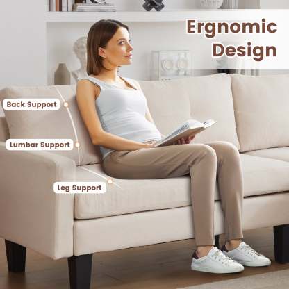 80" Small L Shape Sofa, Corduroy Fabric