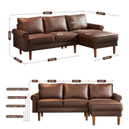 Living Room 81.50" Wide Sectional Chaise Sofa, L-Shaped Couch