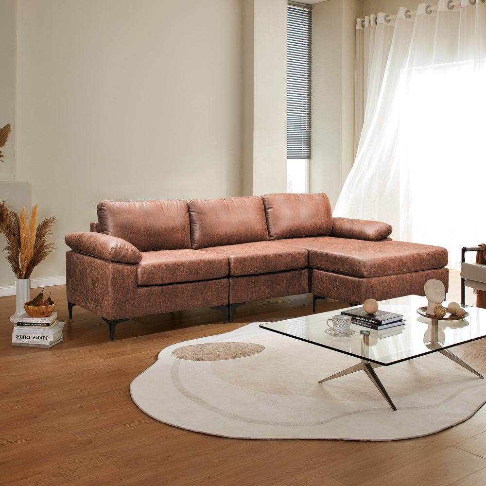 Living Room Sofa Reversible Chaise 100.40" Wide with Ottoman