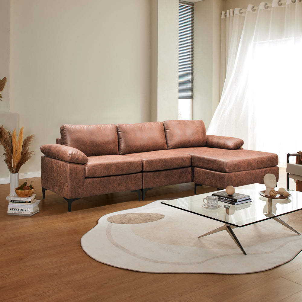 Living Room Sofa Reversible Chaise 100.40" Wide with Ottoman