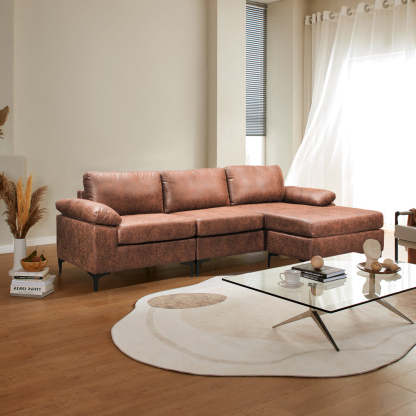 Living Room Sofa Reversible Chaise 100.40" Wide with Ottoman