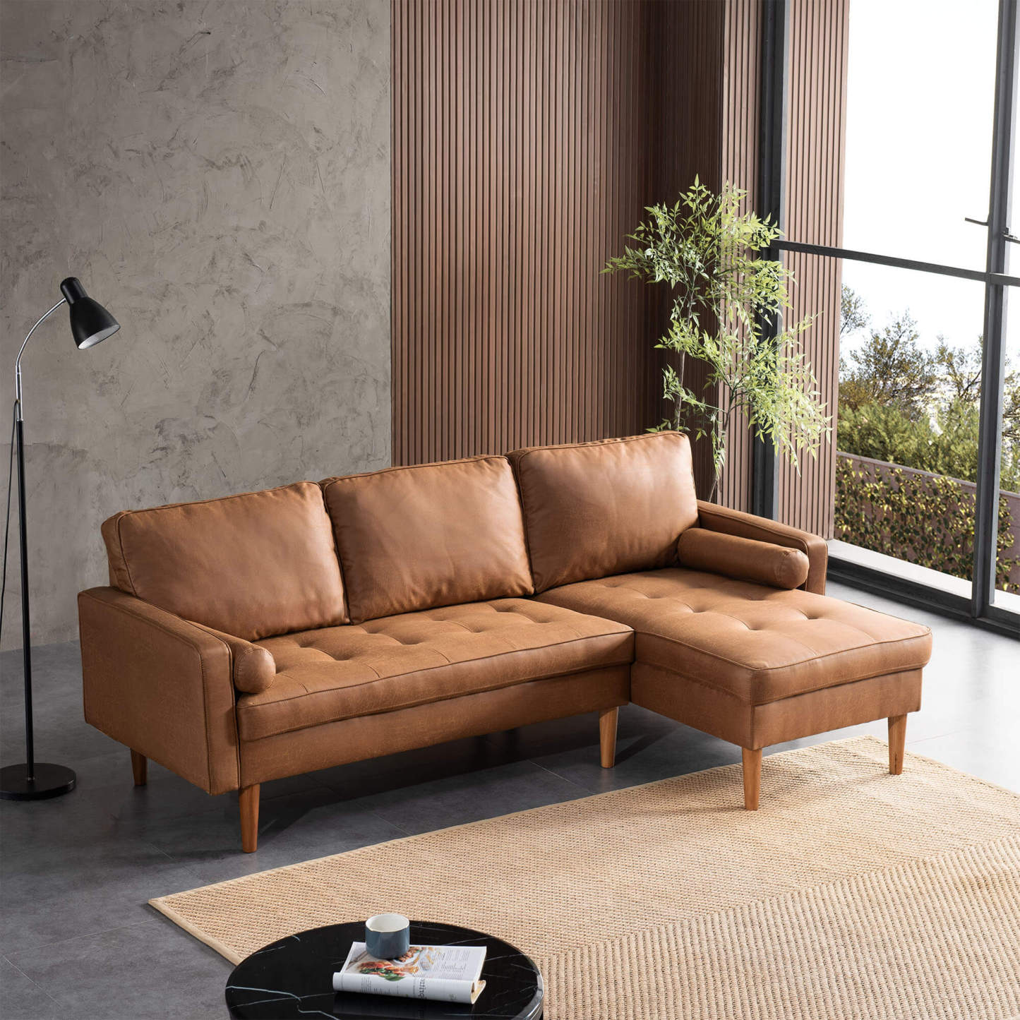 83.07'' Mid Century Sectional Chaise Sofa, L-Shaped Couch
