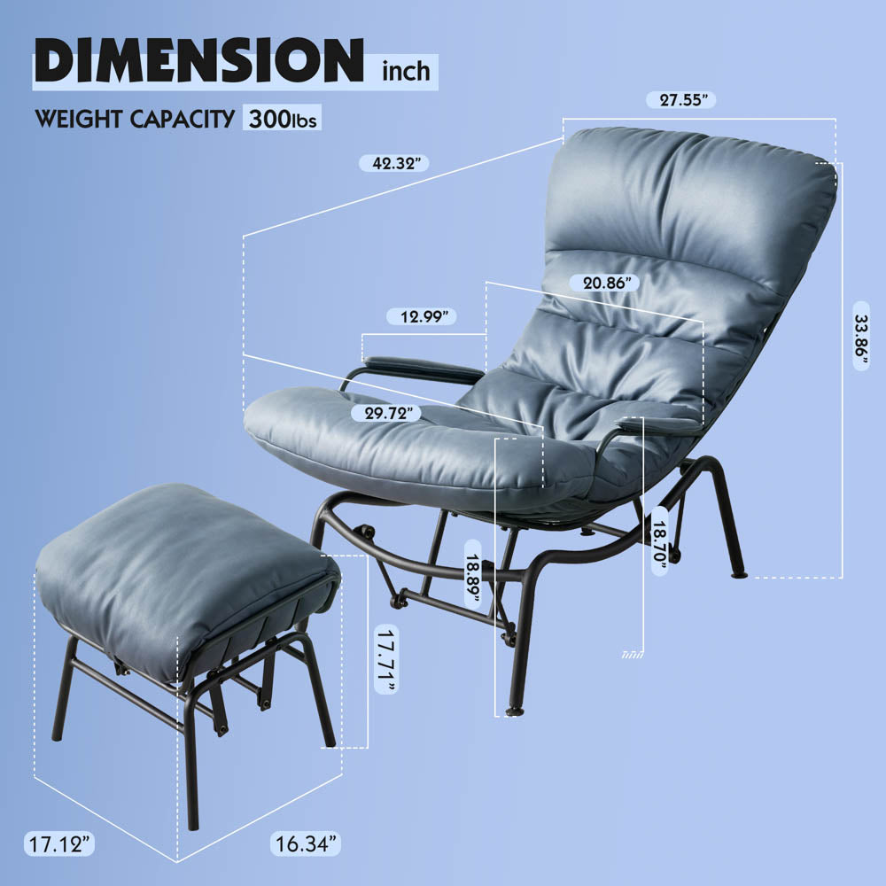 Rocking Chair with Ottoman, Multi-Color, 110° Recliner