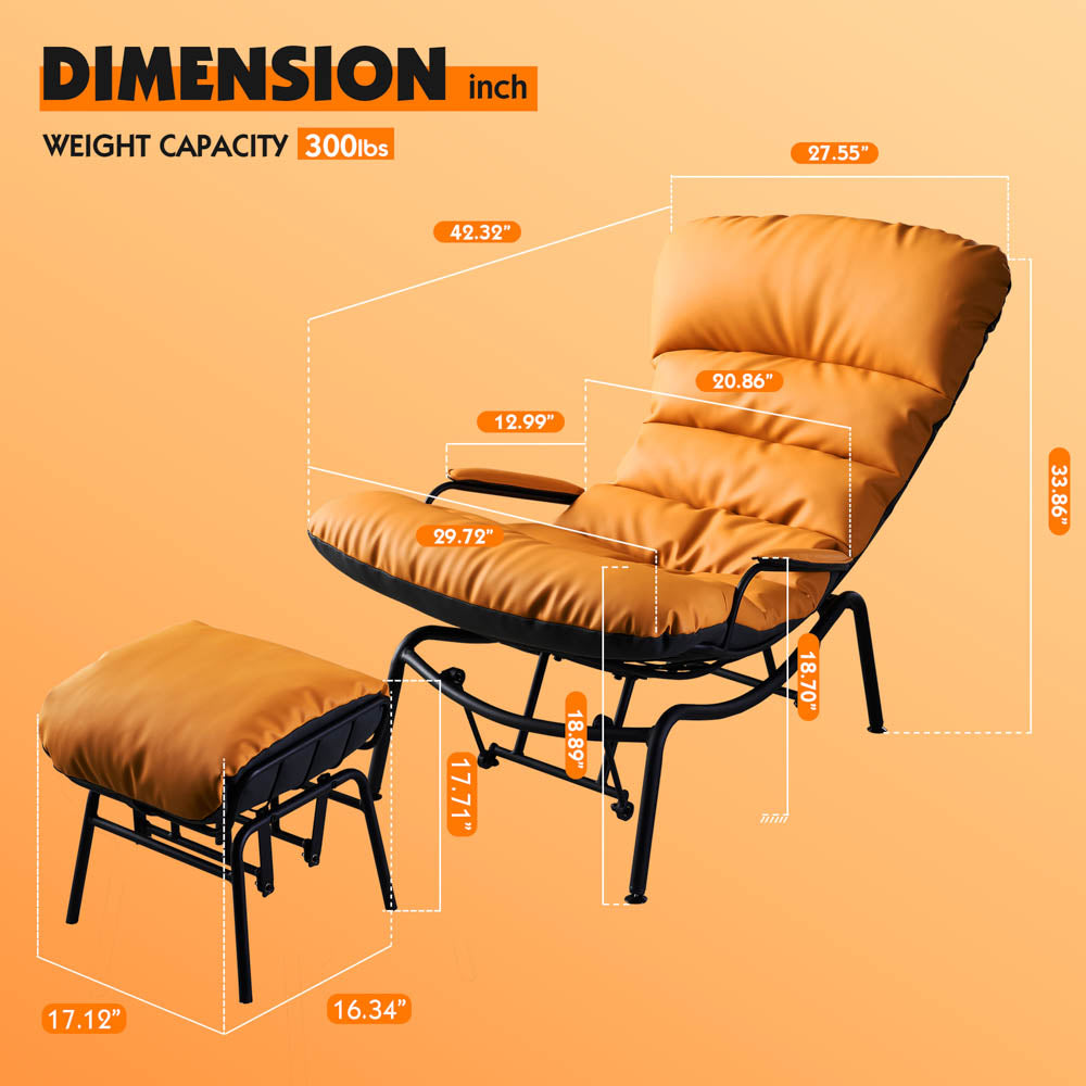 Rocking Chair with Ottoman, Multi-Color, 110° Recliner