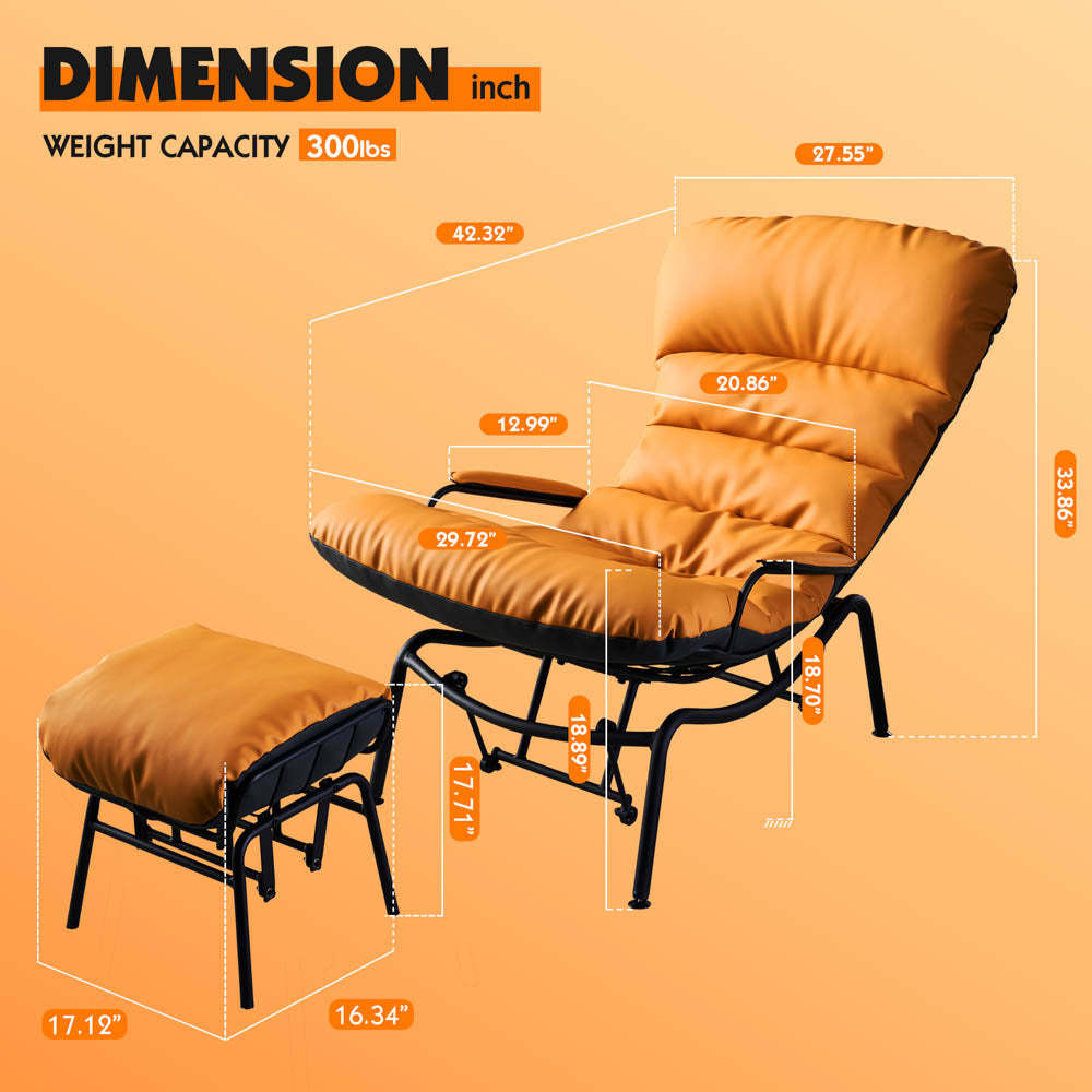 Rocking Chair with Ottoman, Multi-Color, 110° Recliner