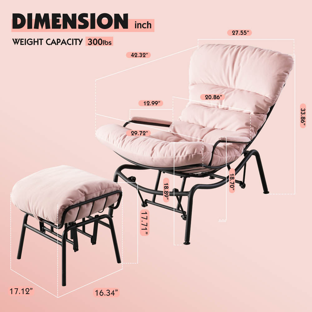 Rocking Chair with Ottoman, Multi-Color, 110° Recliner