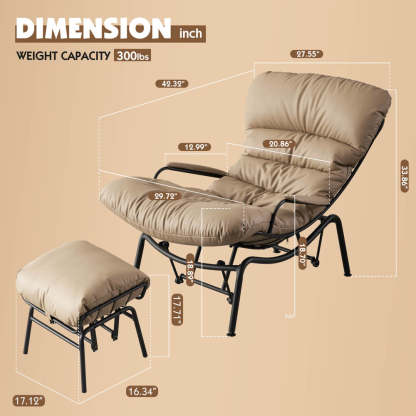 Rocking Chair with Ottoman, Multi-Color, 110° Recliner