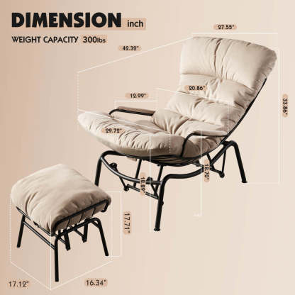 Rocking Chair with Ottoman, Multi-Color, 110° Recliner