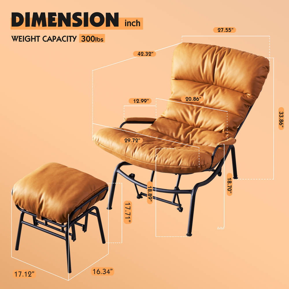 Rocking Chair with Ottoman, Multi-Color, 110° Recliner