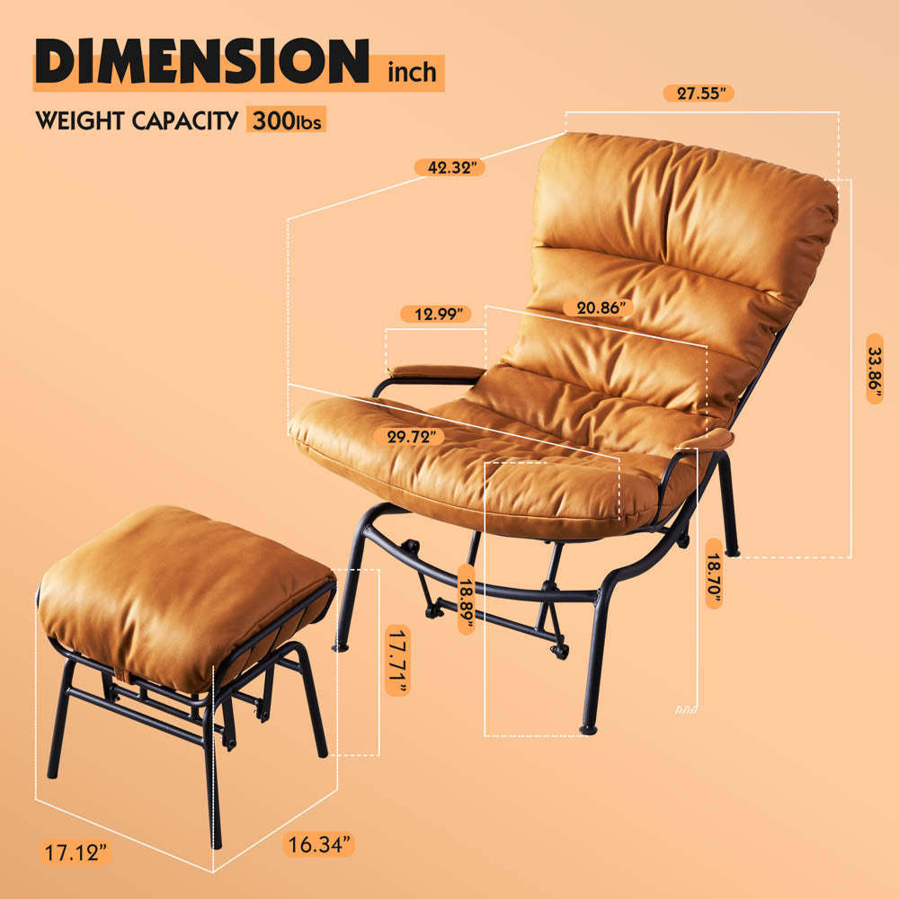 Rocking Chair with Ottoman, Multi-Color, 110° Recliner