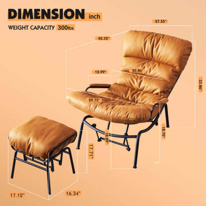 Rocking Chair with Ottoman, Multi-Color, 110° Recliner