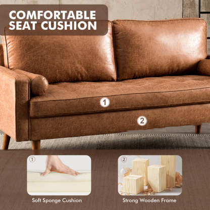 69.68'' Living Room Sofa with Square Arm and Button-Tufted