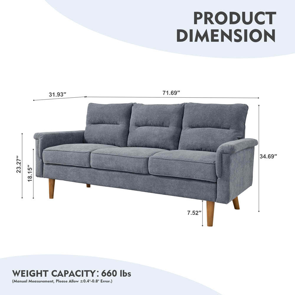 Living Room 71.65'' Wide 3-Seats Sofa Multiple Colour