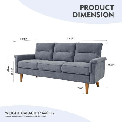 Living Room 71.65'' Wide 3-Seats Sofa Multiple Colour