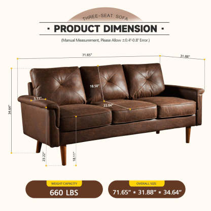 Living Room 71.65'' Wide 3-Seats Sofa Multiple Colour