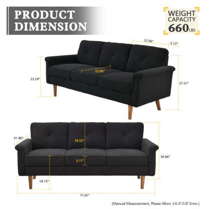Living Room 71.65'' Wide 3-Seats Sofa Multiple Colour