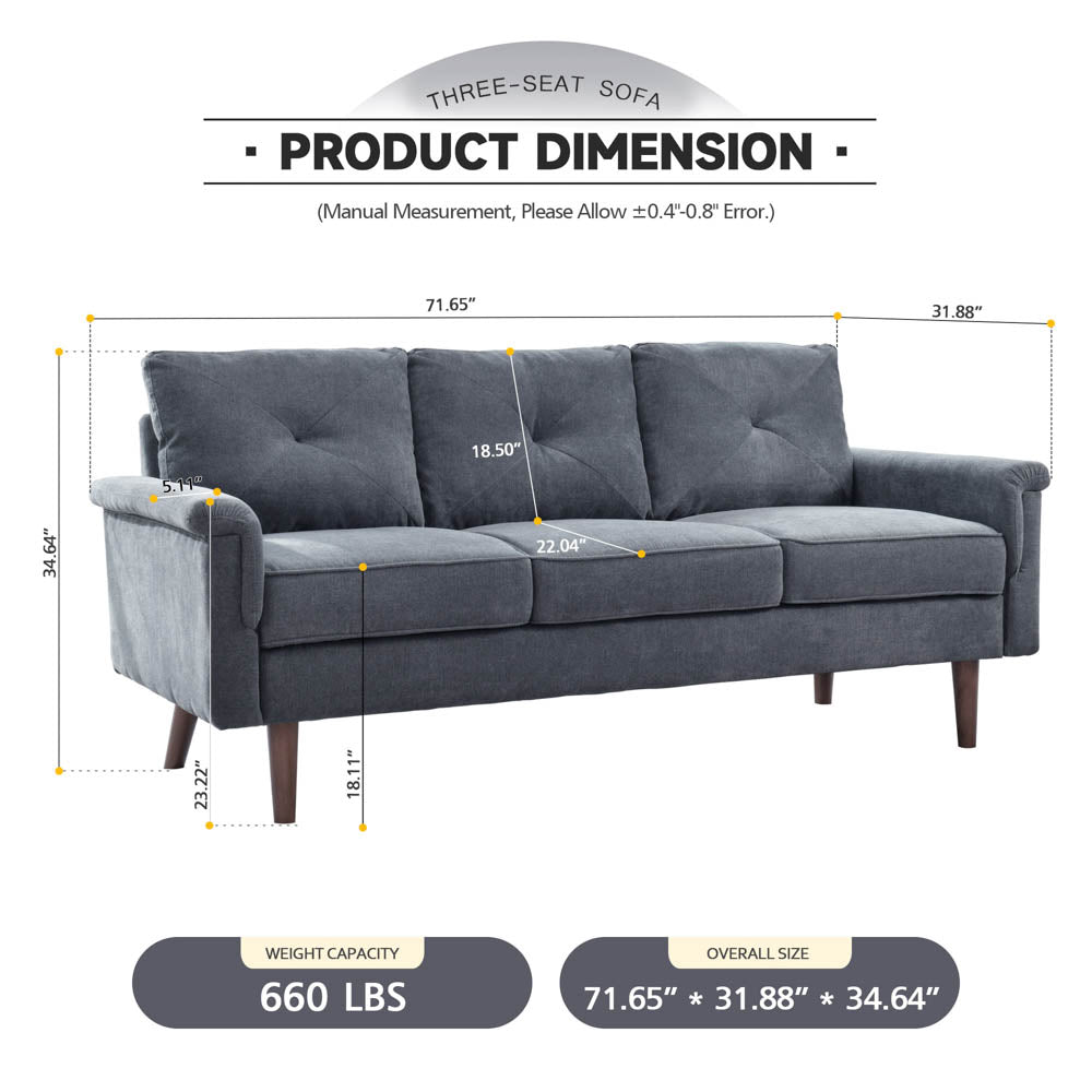 Living Room 71.65'' Wide 3-Seats Sofa Multiple Colour