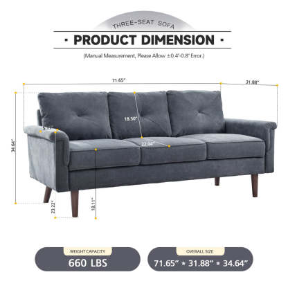 Living Room 71.65'' Wide 3-Seats Sofa Multiple Colour
