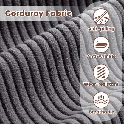 80" Small L Shape Sofa, Corduroy Fabric
