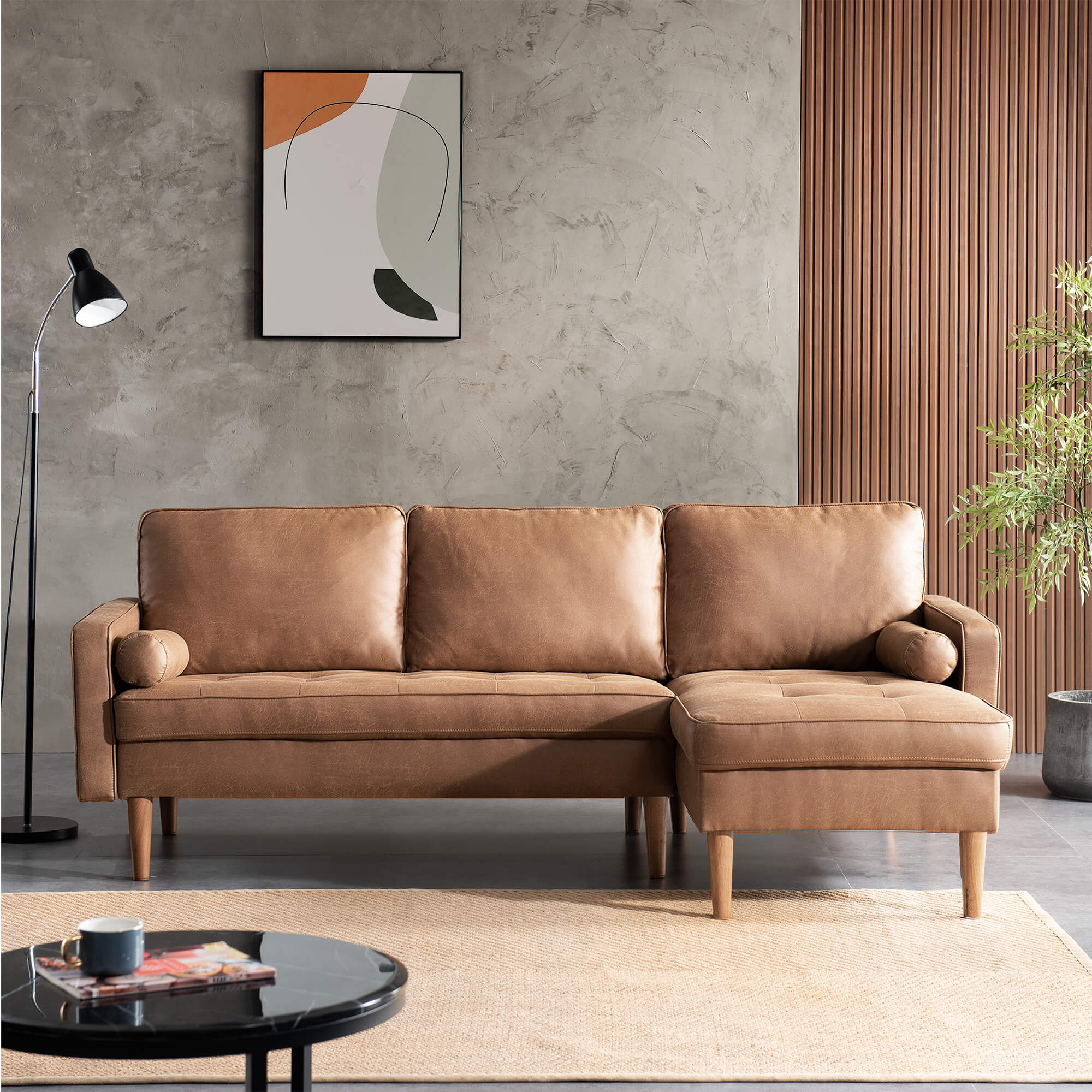 83.07'' Mid Century Sectional Chaise Sofa, L-Shaped Couch