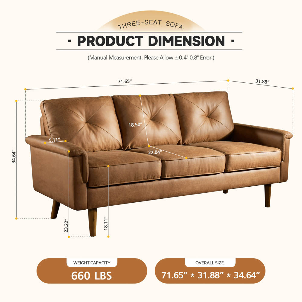 Living Room 71.65'' Wide 3-Seats Sofa Multiple Colour