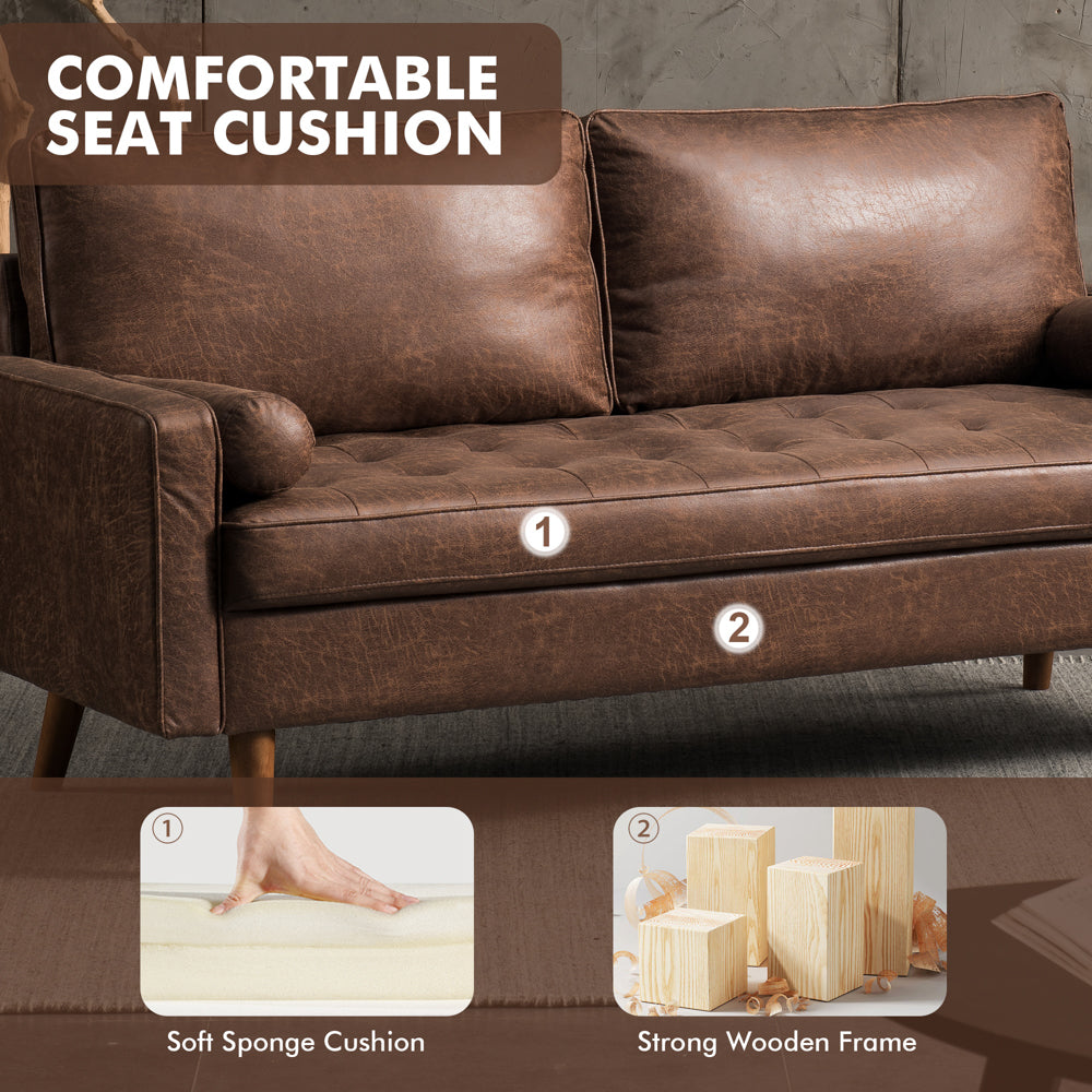 69.68'' Living Room Sofa with Square Arm and Button-Tufted