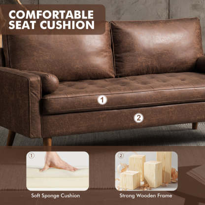 69.68'' Living Room Sofa with Square Arm and Button-Tufted