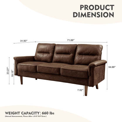 Living Room 71.65'' Wide 3-Seats Sofa Multiple Colour
