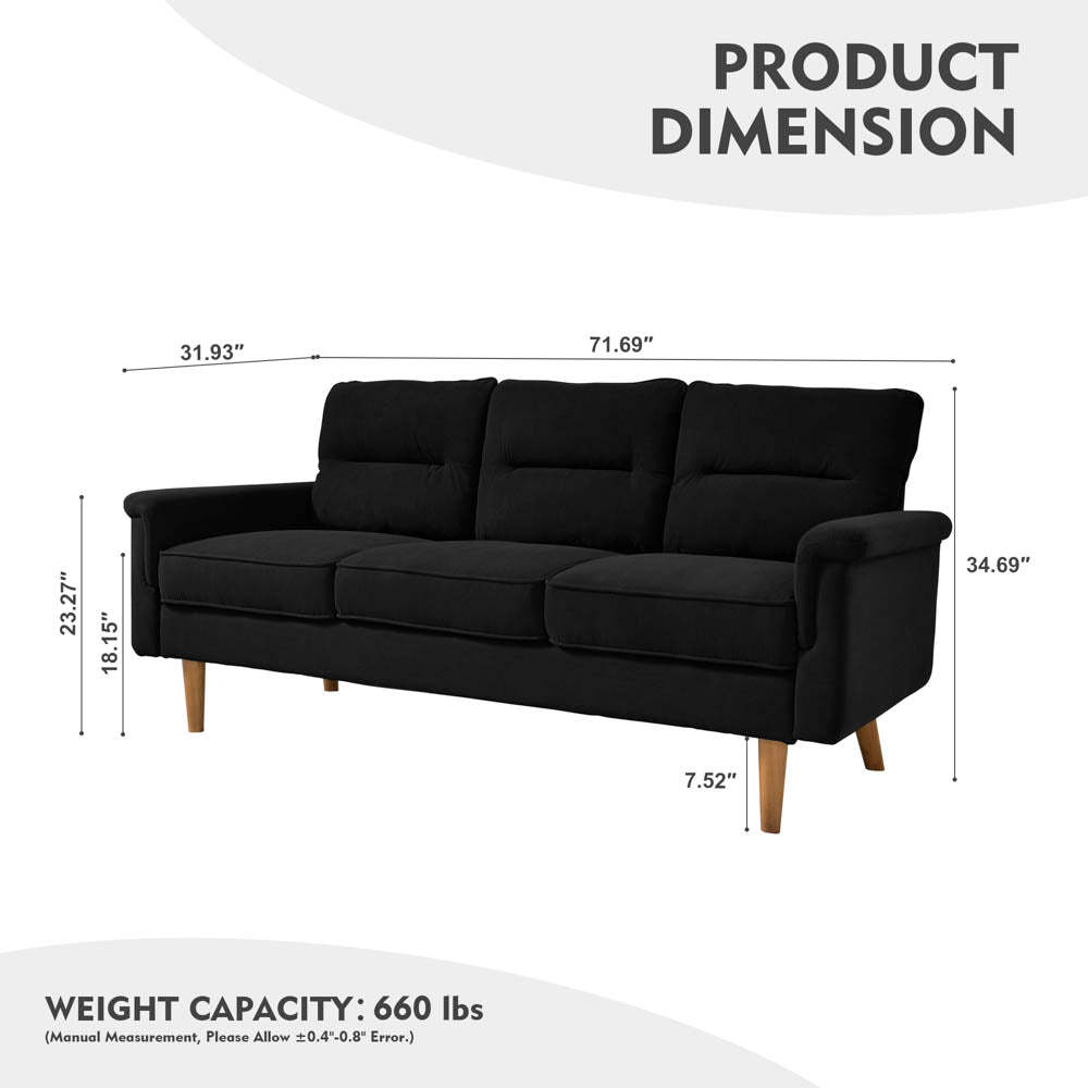 Living Room 71.65'' Wide 3-Seats Sofa Multiple Colour