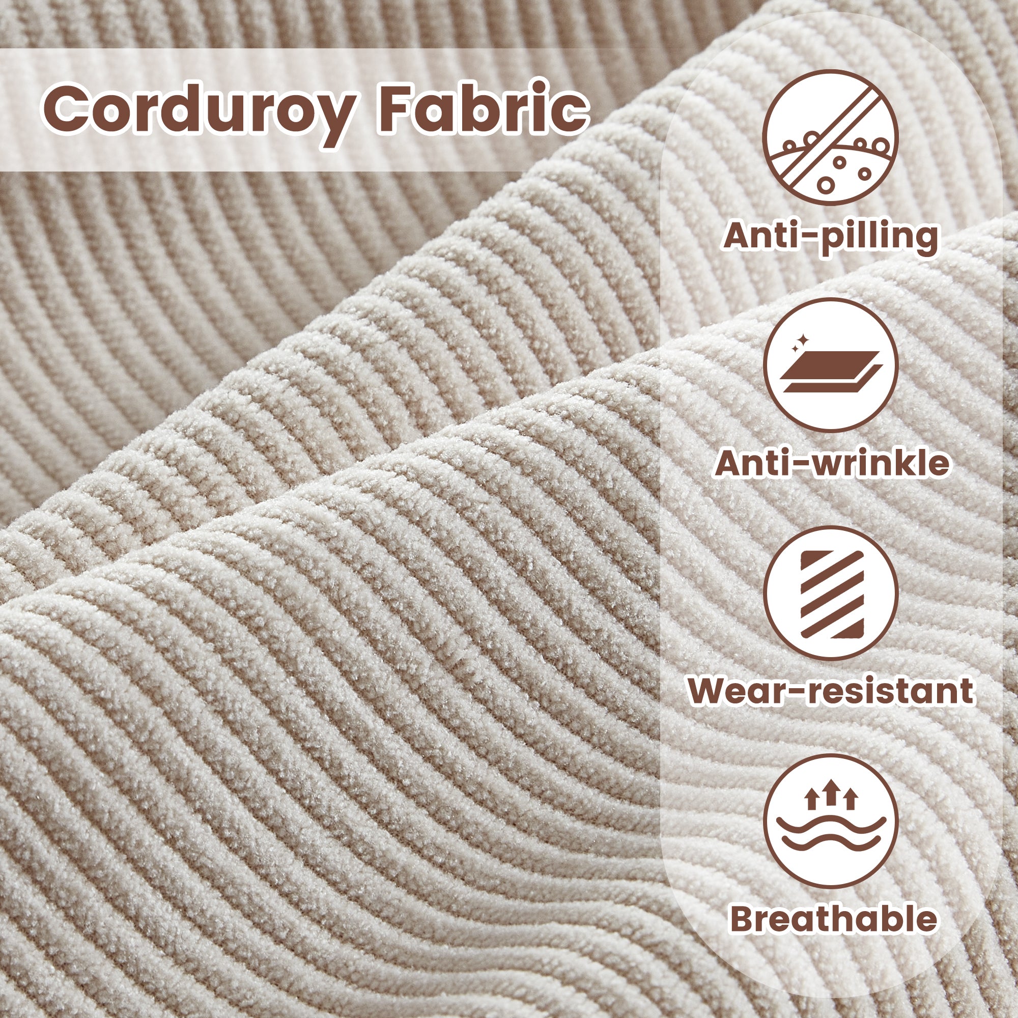 80" Small L Shape Sofa, Corduroy Fabric