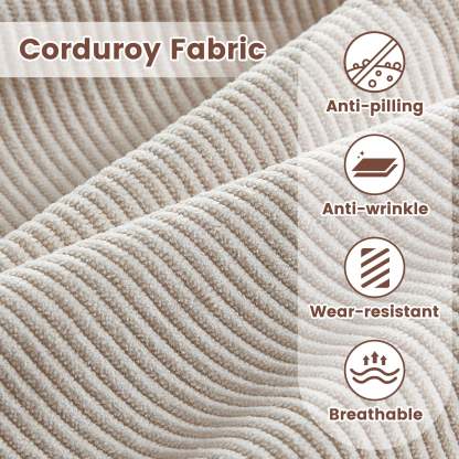 80" Small L Shape Sofa, Corduroy Fabric