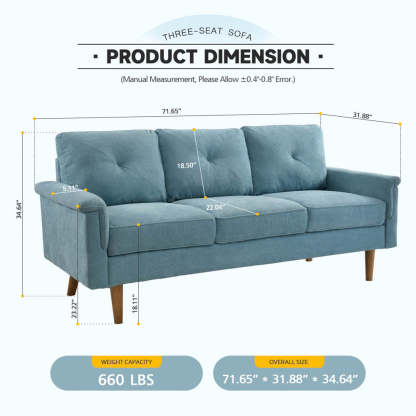 Living Room 71.65'' Wide 3-Seats Sofa Multiple Colour