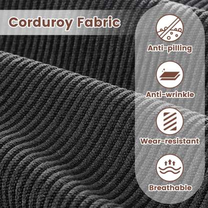 80" Small L Shape Sofa, Corduroy Fabric