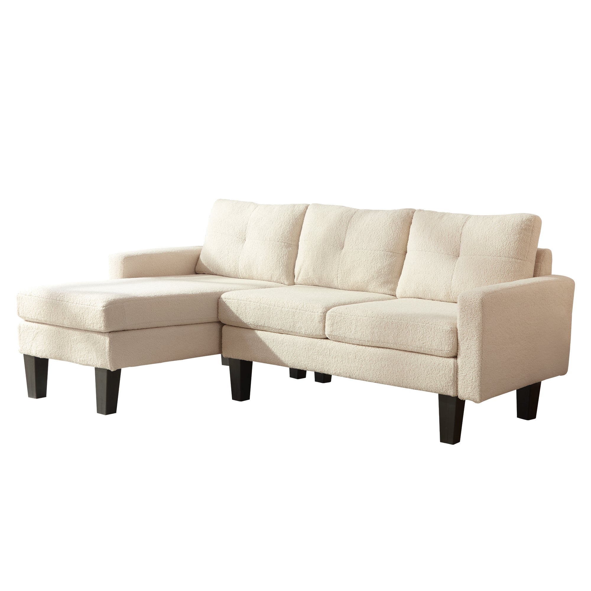 80" Small L Shape Sofa, Teddy Velvet Fabric