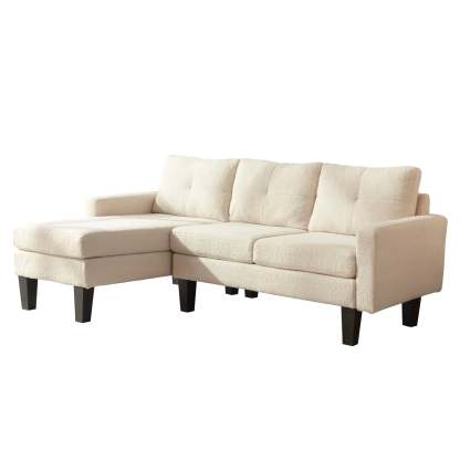 80" Small L Shape Sofa, Teddy Velvet Fabric