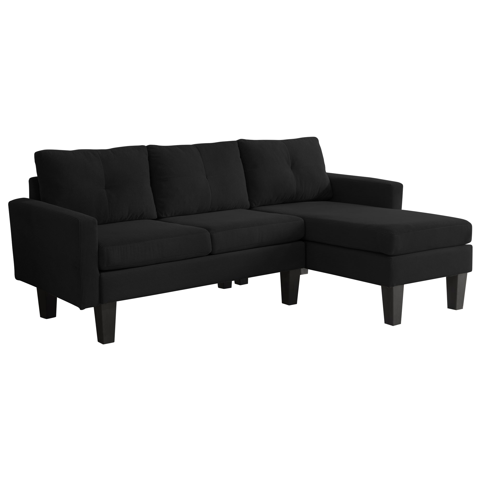 80" Small L Shape Sofa, Corduroy Fabric