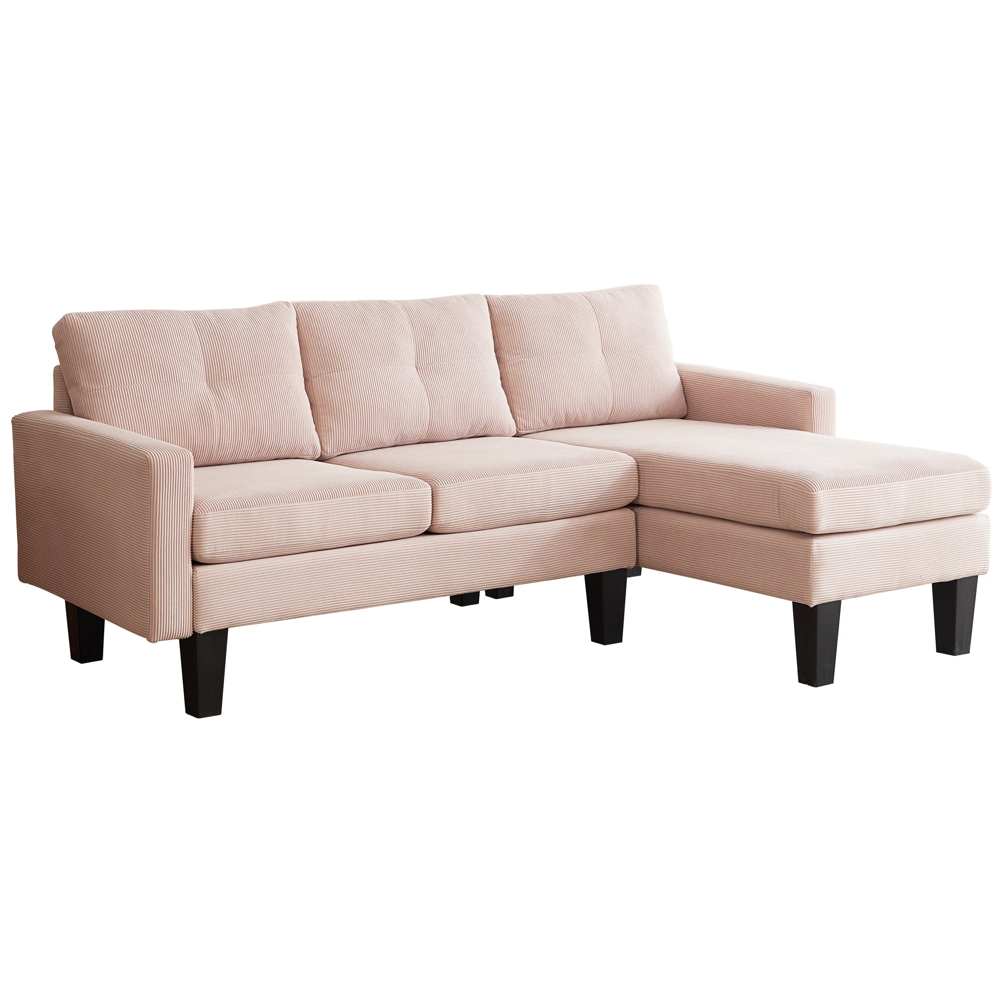 80" Small L Shape Sofa, Corduroy Fabric