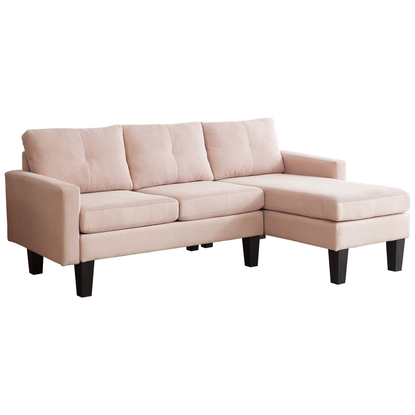 80" Small L Shape Sofa, Corduroy Fabric