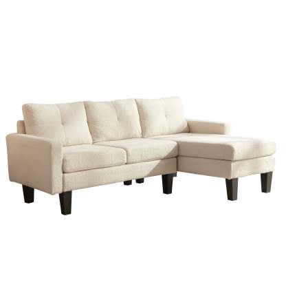 80" Small L Shape Sofa, Teddy Velvet Fabric
